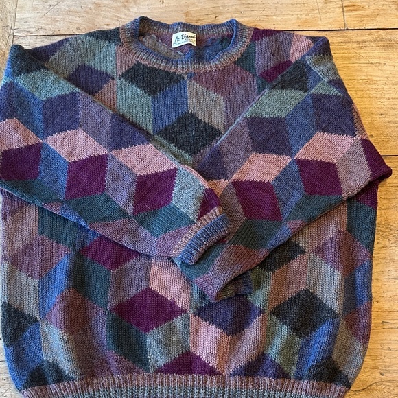 La Bamba Soft Grandpa Sweater – 100% Alpaca Geometric Knit – Men’s L
